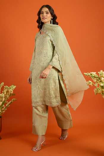 Khwaab By Sanjana Lakhani Floral Vine Embroidered Kurta Set 