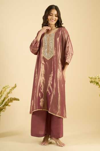 Khwaab By Sanjana Lakhani Organza Shimmer Kurta & Palazzo Set 