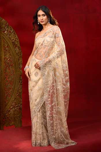 Azeera Embroidered Saree With Unstitched Blouse Piece 