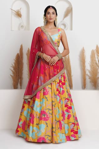 Monika Mathuria Datta Gul Printed Lehenga Blouse Set 