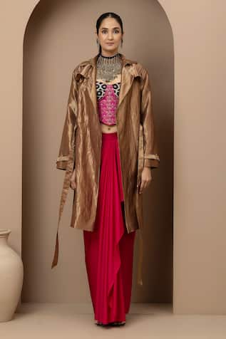 Monika Mathuria Datta Aari Embroidered Corset & Dhoti Skirt Set 