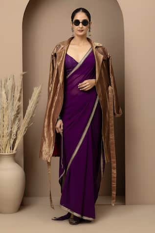 Monika Mathuria Datta Georgette Dupka Saree & Tailored Blouse 