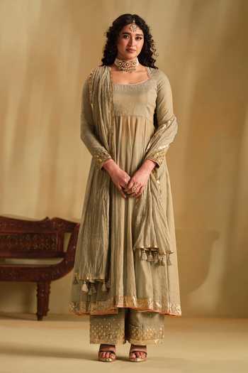 Almaari By Pooja Patel Silk Embroidered Anarkali Set 