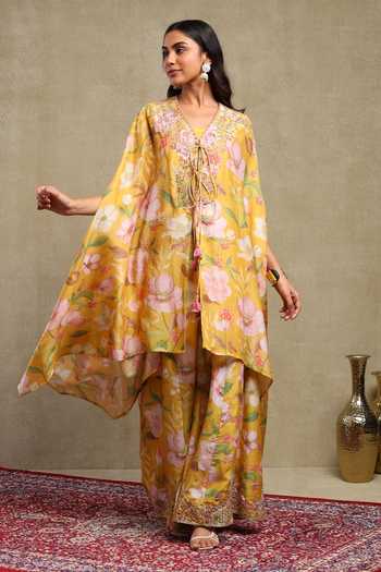 Dohr India Floral Print Cape Trouser Set 