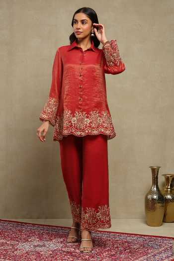 Dohr India Dori Embroidered Shirt & Trouser Set 