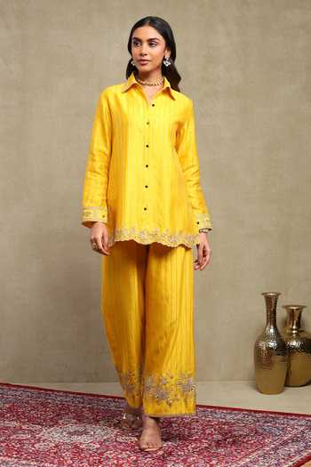 Dohr India Banarasi Striped Shirt & Trouser Set 