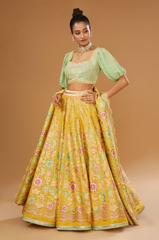 I Am Design Flower Print Lehenga Set 
