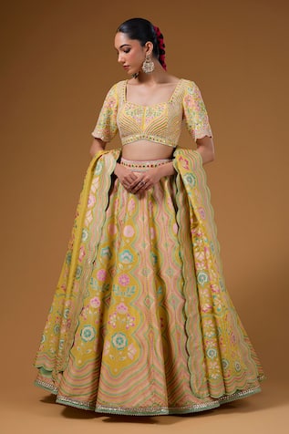 I Am Design Botanical Print Lehenga Set 