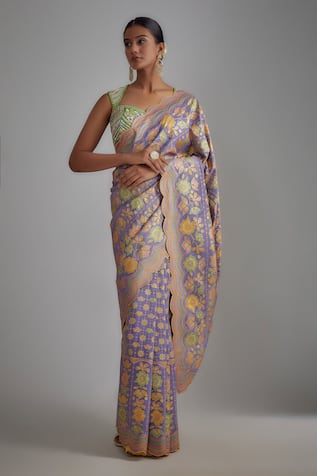 I Am Design Flower Print Saree With Blouse 