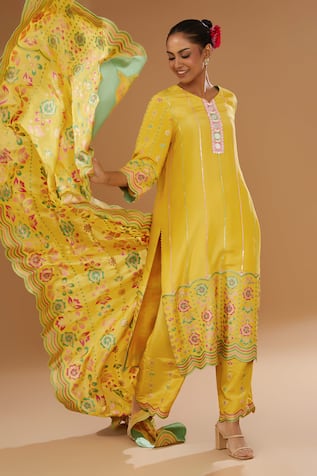 I Am Design Flora Print Kurta Pant Set 