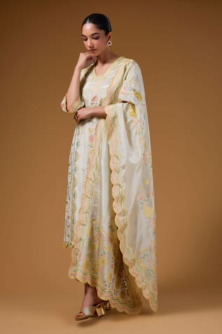 I Am Design Blossom & Scallop Print Kurta Set 