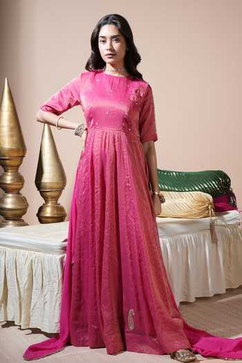 Komal Shah Keri Hand Embroidered Stripe Anarkali Set 