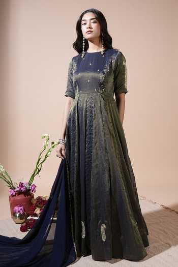 Komal Shah Keri Hand Embroidered Stripe Anarkali Set 