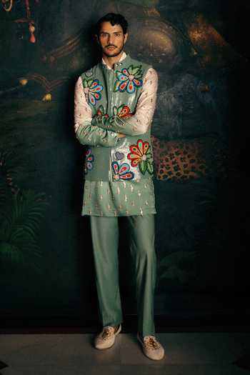 Papa Dont Preach Ombre Garden Ensemble Embroidered Bundi Set 
