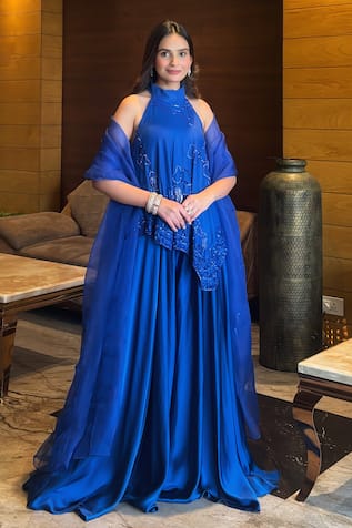 One Knot One By Ashna Hand Embroidered Tunic Sharara Set 