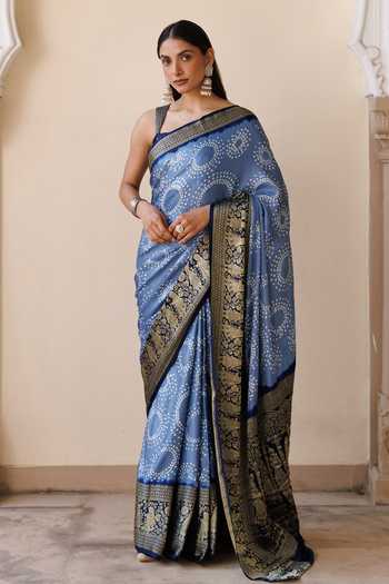 Geroo Jaipur Bandhani Pattern Saree With Unstitched Blouse Piece 