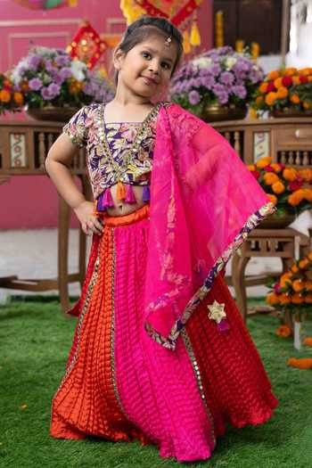 Kirti Agarwal - Pret N Couture Embroidered Floral Blouse Lehenga Set 