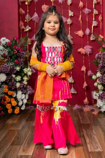 Kirti Agarwal - Pret N Couture Tie-Dye Mirror Work Kurta Sharara Set 