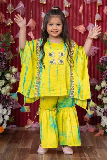 Kirti Agarwal - Pret N Couture Tie Dye Mirror Embellished Kaftan Set 