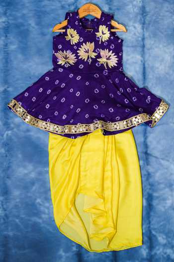 Kirti Agarwal - Pret N Couture Bandhani Print Peplum Kurta & Dhoti Skirt Set 
