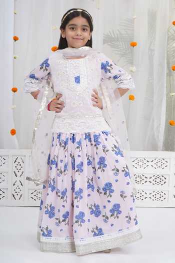 Little Bansi Dutch Hydrangea Floral Lehenga Set 