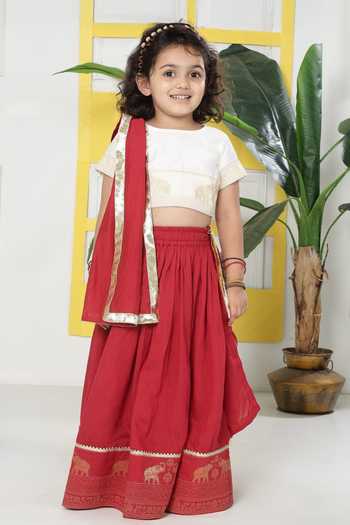 Little Bansi Elephant Embroidered Lehenga Set 
