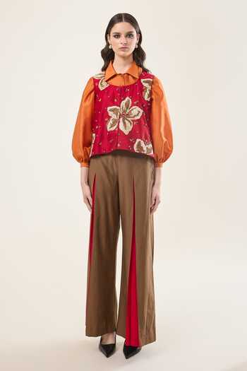 RICHA AHLUWALIA Floral Embroidered Jacket Pant Set 