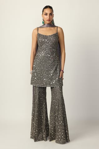 Vvani by vani vats Metallic Embellished Kurta Sharara Set 