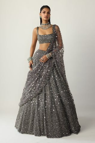 Vvani by vani vats Metallic Mirror Embroidered Lehenga Set 