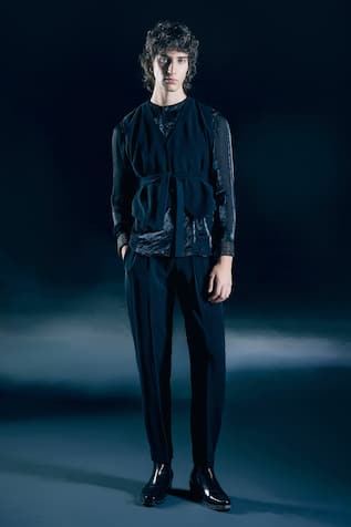 Nirmooha Onyx Eclipse Black Vest Trousers Set 