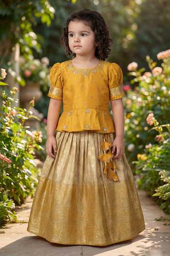 Maaikid Embroidered Peplum Top & Lehenga Set 