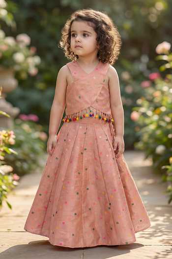 Maaikid Woven Top & Lehenga Set 