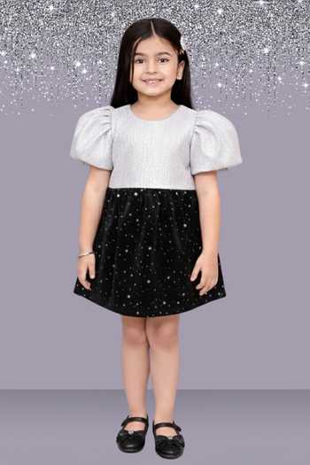 Lil Drama Jacquard Top & Velvet Star Print Skirt Set 