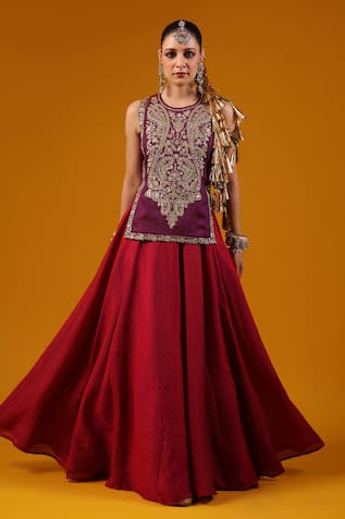 Baaro Masi Sequin Zari Embroidered Kurta & Lehenga Set 