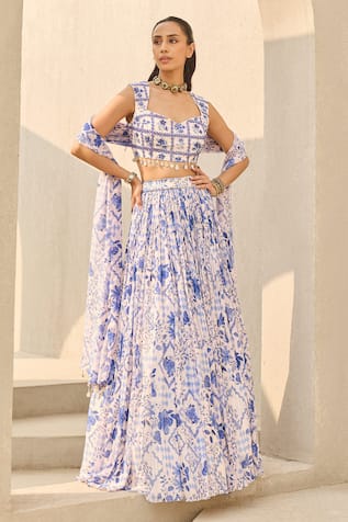 Diyarajvvir Abstract Floral Print Lehenga Set 