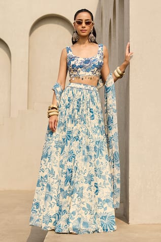 Diyarajvvir Abstract Floral Print Lehenga Set 