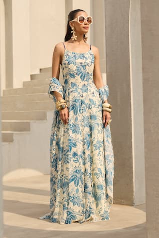 Diyarajvvir Floral Print Anarkali With Dupatta 