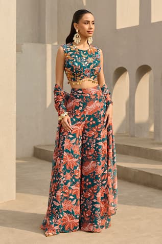 Diyarajvvir Floral Print Blouse Sharara Set 