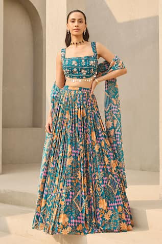 Diyarajvvir Abstract Floral Print Lehenga Set 