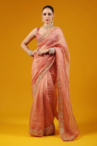 Baaro Masi Sequin Zari Embroidered Saree & Blouse Set 