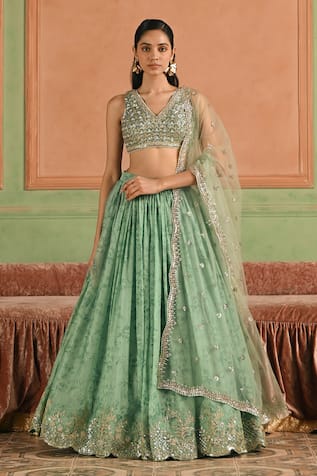 Lashkaraa Embroidered Sequins Cording Lehenga Set 