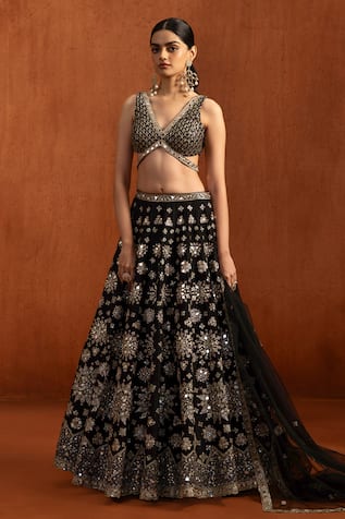 Lashkaraa Mirror Embroidered Lehenga Set 