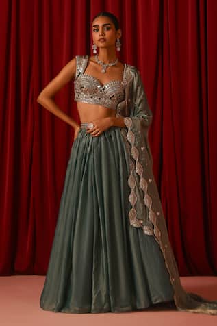 Lashkaraa Embroidered Satin Blouse Lehenga Set 