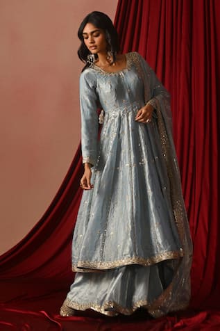 Lashkaraa Embroidered Anarkali Sharara Set 