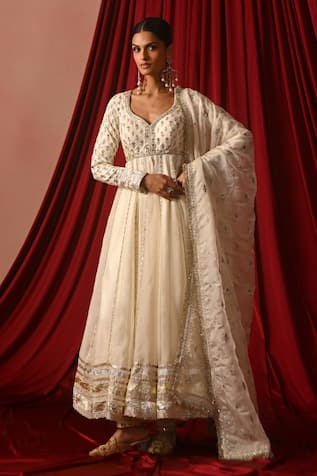 Lashkaraa Embroidered Silk Anarkali Set 
