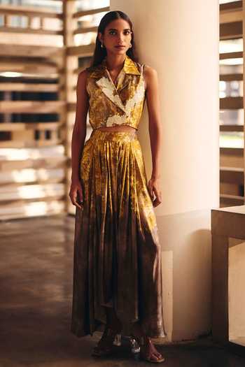 Studio Radical Embellished Lapel Jacket & Pleated Skirt Set 
