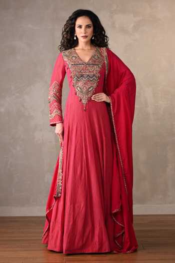 Onaya Applique Embroidered Anarkali & Dupatta Set 