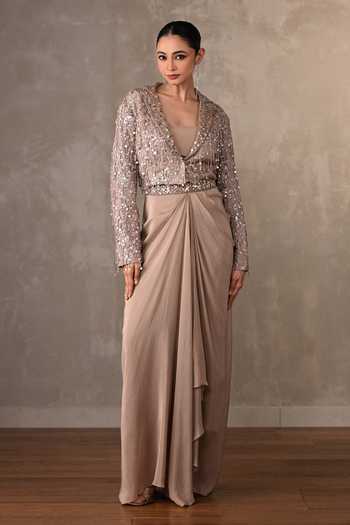 Onaya Mirror Sequin Work Jacket Skirt Set 