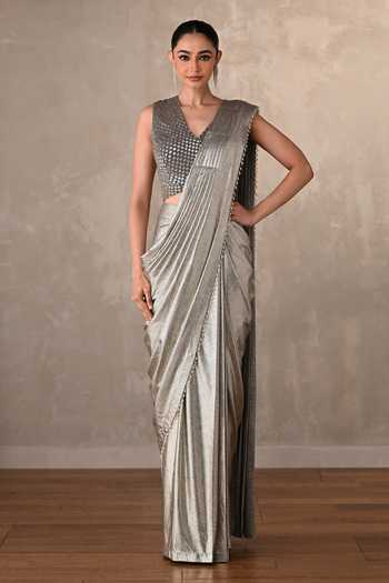 Onaya Pre-Draped Saree & Embellished Blouse Set 