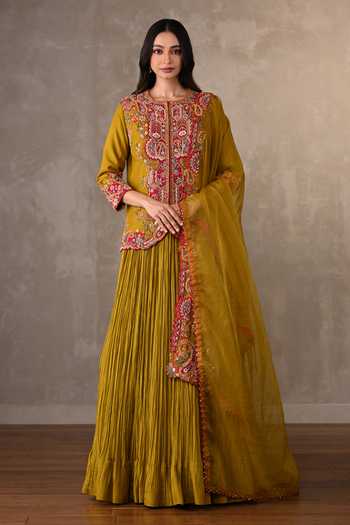 Onaya Embroidered Front Open Jacket Lehenga Set 